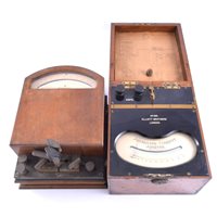 Lot 188 - Ammeter and other instruments, walnut radio.