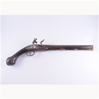 Lot 260 - Arab flintlock pistol, 35cm blade, full stock.