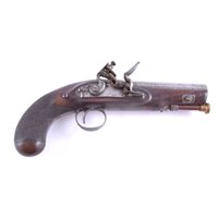 Lot 273 - Flintlock pistol, H Nock, full walnut stock....