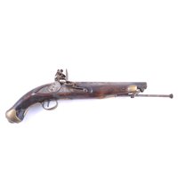 Lot 274 - Flintlock pistol, 23cm barrel, lockplate...