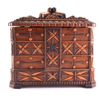 Lot 232 - A large carved wooden jewel box with some...