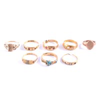 Lot 331 - Eight gold rings, an 18 carat yellow gold...