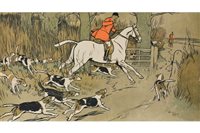 Lot 348 - After Cecil Aldin, 'The Scent', indistinctly...