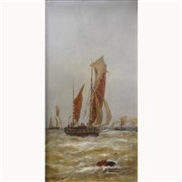 Lot 350 - Mary Holmes, Shipping off the coast, oil on...