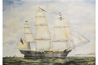 Lot 365A - English School, HMS Buffalo, watercolour,...