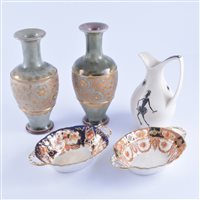 Lot 126 - Pair of Doulton stoneware vases, decorated...
