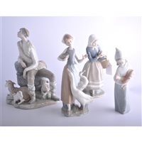 Lot 109 - Four Lladro farm series figures with geese etc....