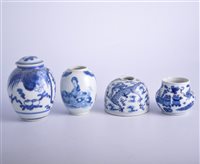 Lot 49 - Chinese blue and white dome shape brush pot,...