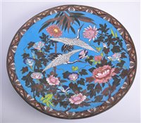 Lot 51 - Cloisonne charger decorated with storks...