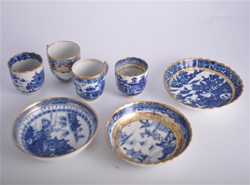 Lot 55 - Collection of blue and white tea bowls and...