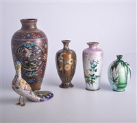 Lot 64 - Cloisonne shouldered vase, roundels decorated...