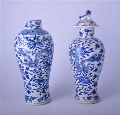 Lot 3 - Chinese blue and white covered vase, bearing...