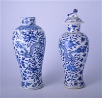 Lot 3 - Chinese blue and white covered vase, bearing...