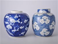 Lot 10 - Chinese blue and white ginger jar, blossom and...