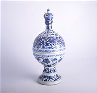 Lot 21 - Chinese blue and white reticulated censer, of...