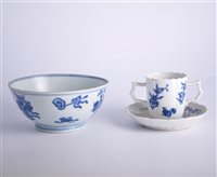 Lot 28 - Chinese blue and white bowl, decorated with...