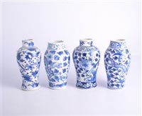 Lot 33 - Two similar blue and white shouldered vases,...