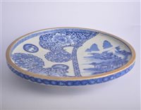 Lot 40 - Japanese blue and white dished circular...