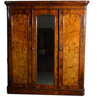 Lot 447 - Victorian triple wardrobe, moulded cornice,...