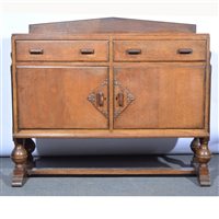 Lot 475 - 1940s oak sideboard, rectangular top with a...