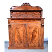 Lot 442 - Victorian mahogany chiffonier, raised back...