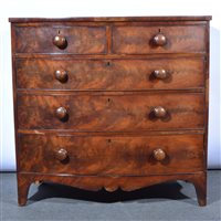 Lot 435 - Late Georgian mahogany bow-front chest of...