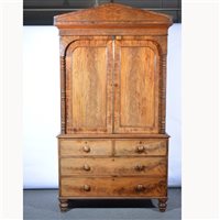 Lot 432 - William IV mahogany press cupboard, triangular...