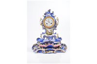Lot 183 - French porcelain balloon mantel clock, late...