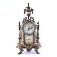 Lot 443 - Reproduction French clock, cast case with...