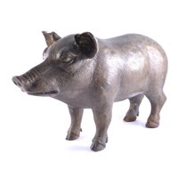 Lot 221 - Bronzed pig, approx 25cm high.