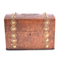 Lot 226 - Victorian walnut brass mounted box, domed top,...