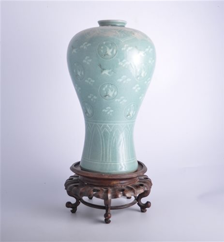 Lot 67 - Celadon coloured shouldered vase, possibly...