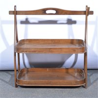 Lot 440 - Two-tier beechwood tray stand, open frame, 65cm.