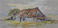 Lot 380 - Alan Oliver, 'An old barn', pastel drawing,...