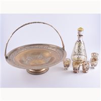 Lot 237 - Tray of plated wares, glass liquer set.