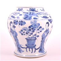 Lot 14 - Chinese blue and white jar of baluster shape,...