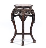 Lot 266 - Chinese carved hardwood jardiniere stand,...