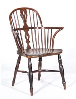 Lot 271 - Victorian yew and elm Windsor chair, hoop back,...