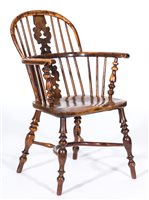 Lot 272 - Victorian yew and elm Windsor chair, low...