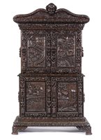 Lot 274 - The Shakespeare cabinet Carved and stained oak...