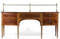 Lot 275 - George IV mahogany bowfront sideboard, brass...