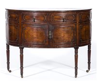 Lot 283 - Regency mahogany demi-lune sideboard, reeded...