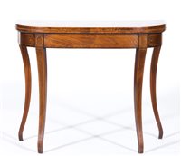 Lot 288 - Regency mahogany card table, demilune form,...