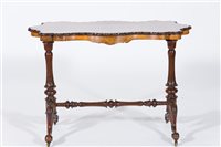 Lot 298 - Victorian burr walnut stretcher table,...