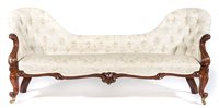 Lot 311 - Victorian walnut double ended chaise longue,...