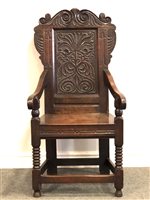 Lot 231 - Joined oak armchair, basically late 17th/18th...