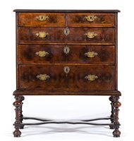 Lot 237 - George I style oyster veneered chest on stand,...