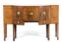 Lot 249 - George III mahogany sideboard, the top with...