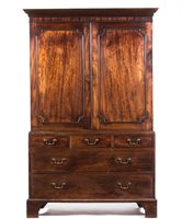 Lot 252 - George III mahogany linen press, moulded...