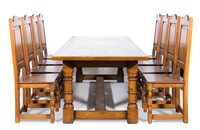 Lot 253 - Oak refectory style dining suite, by Haselbech...